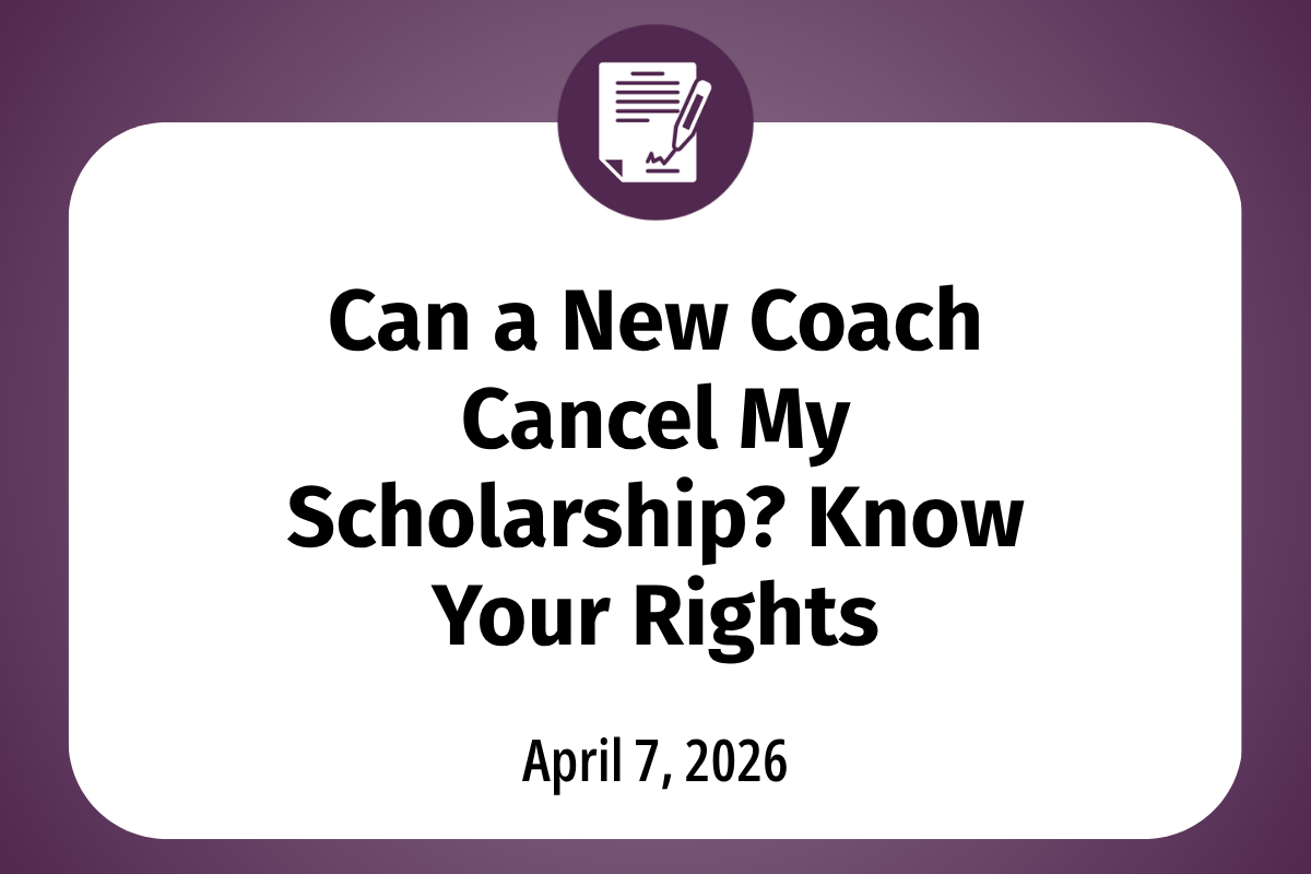       
  
    Can a New Coach Cancel My Scholarship? Know Your Rights  With the spring sports coaching carousel in full swing and new transfer-portal windows open, many college athletes are suddenly wondering if a new staff means their scholarship is
