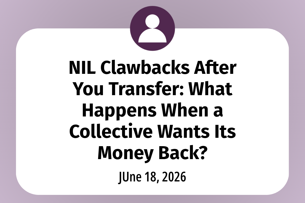       
  
    NIL Clawbacks After You Transfer: What Happens When a Collective Wants Its Money Back?  NIL clawback language appears more common than ever in NIL collective contracts and brand deals. If you are thinking of transferring, it is importan