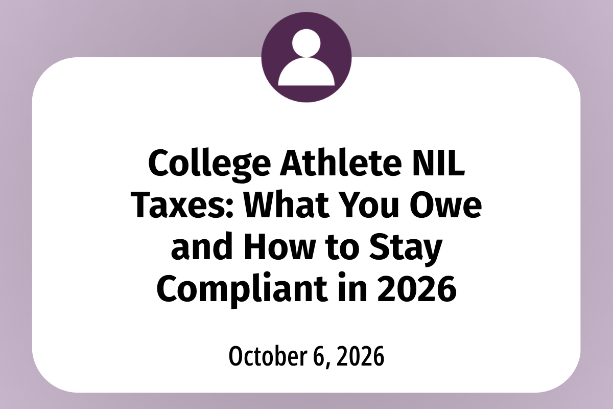       
  
    College Athlete NIL Taxes: What You Owe and How to Stay Compliant in 2026  Your first NIL check feels great. Then tax season shows up. Understanding college athlete NIL and revenue sharing taxes keeps a good deal from becoming a stressf
