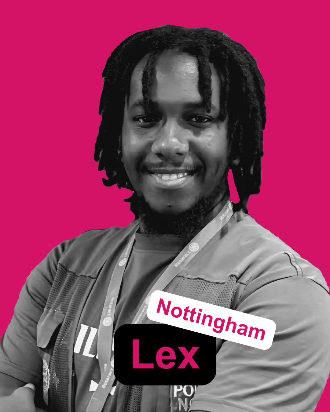 A photo of Lex with the text Nottingham Lex