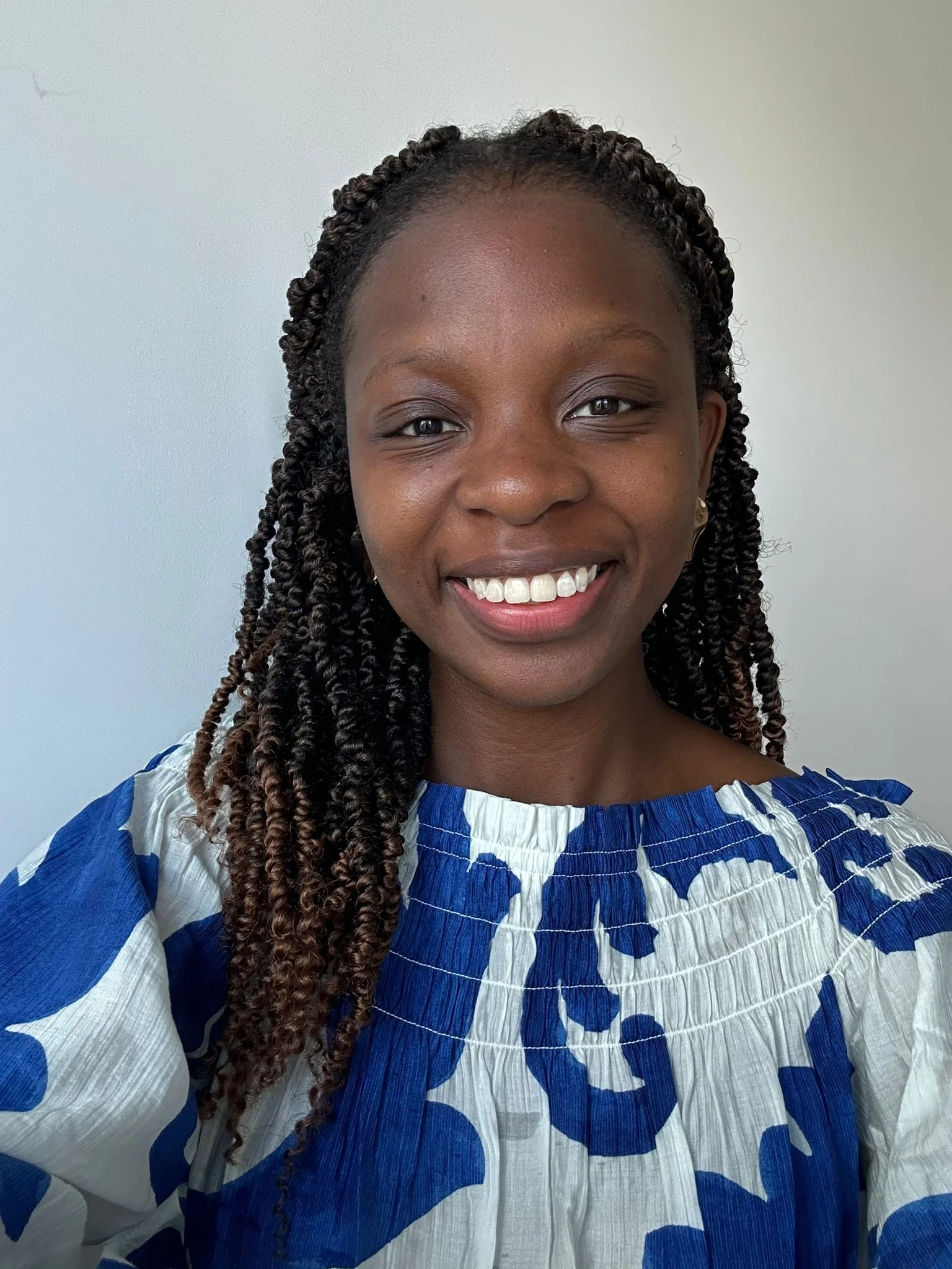 A photo of a woman smiling