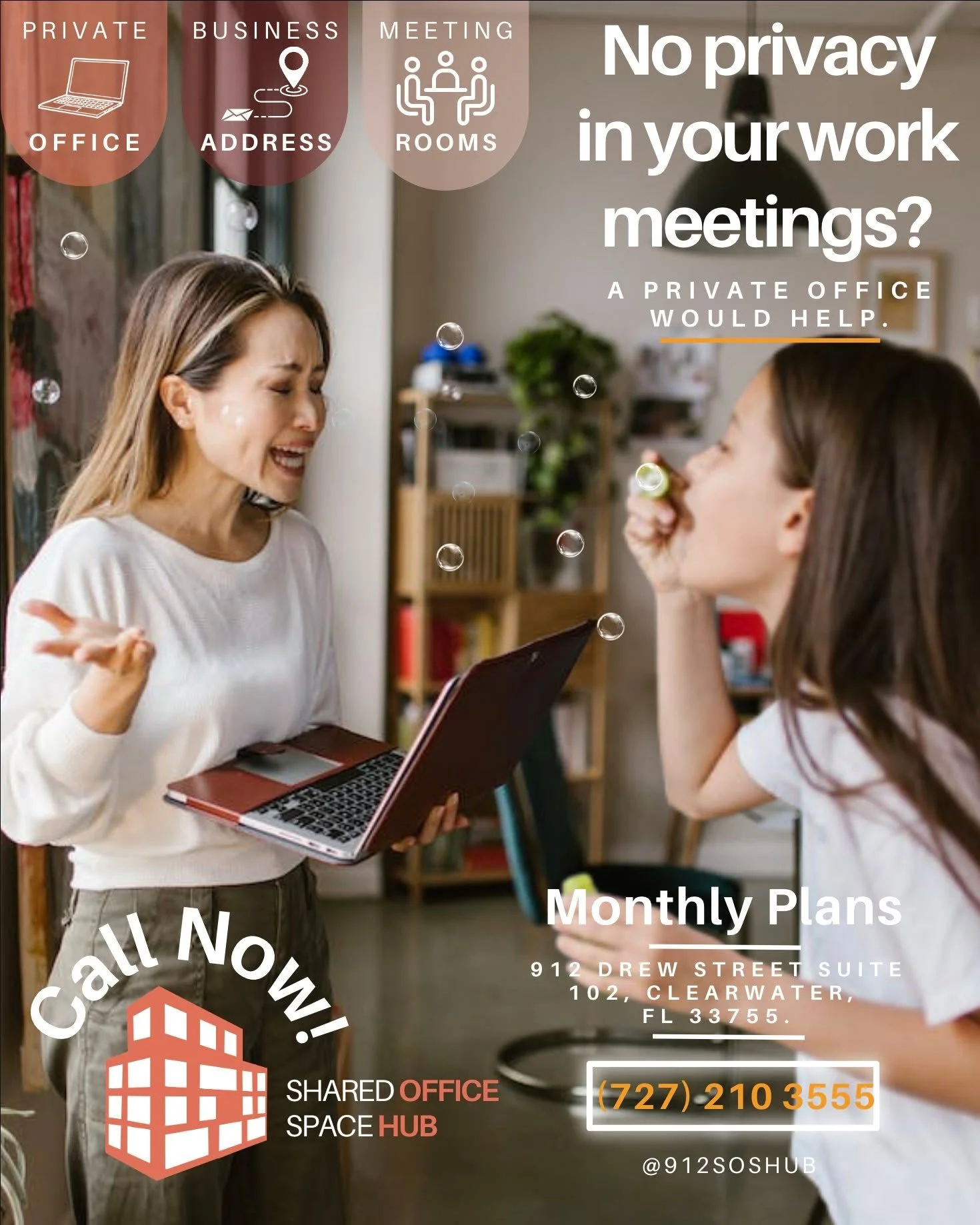 Juggling a successful home-based business can be tough, but you don't have to do it alone! ⭐️📈 Office Space Hub is here to provide the support you need.

Imagine stepping into a dedicated co-working space designed to elevate your work. We offer a pr