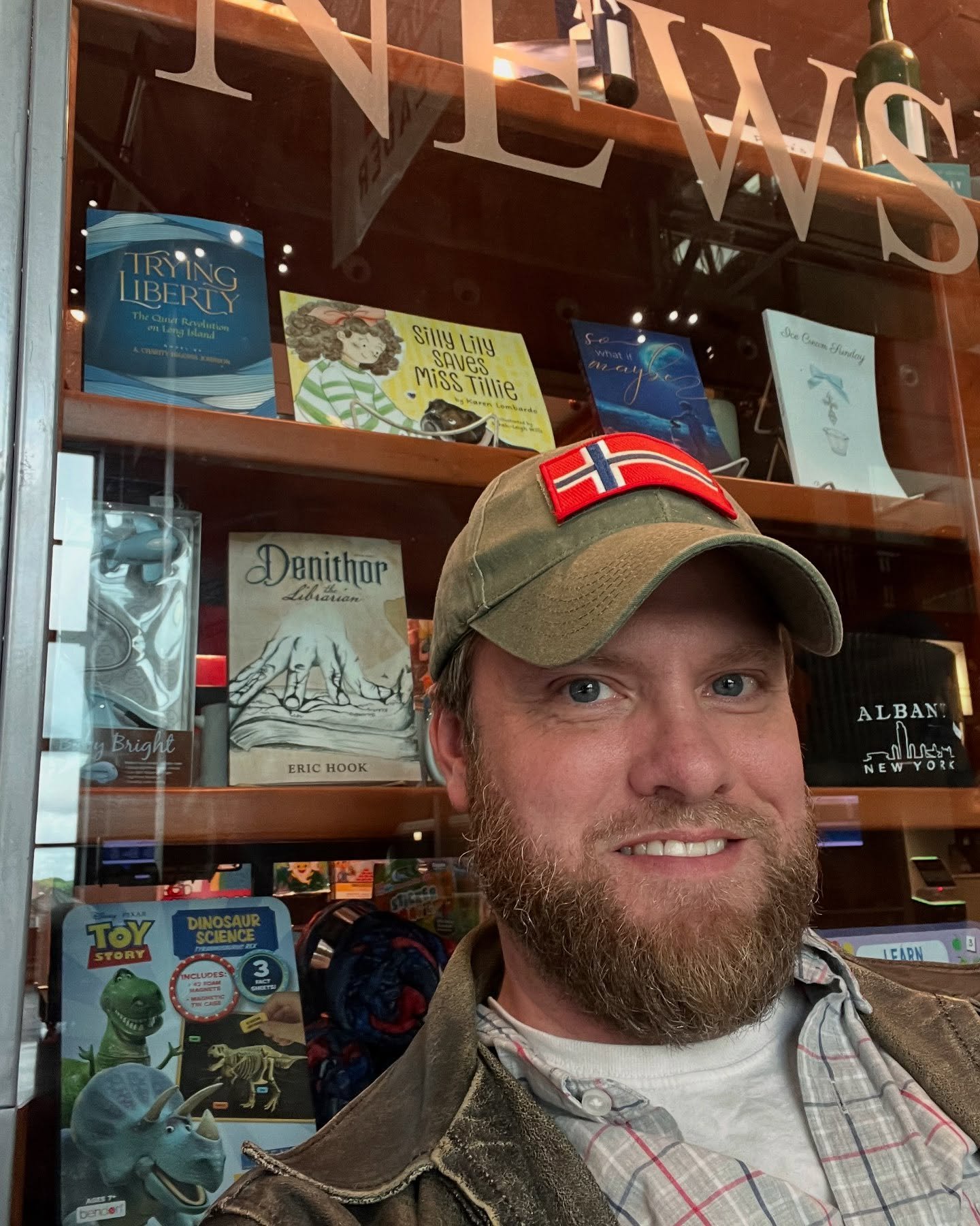 It&rsquo;s my book in the front window of the Friar Tuck Newsroom in the Albany Amtrak station 😍. &ldquo;You gotta start somewhere&rdquo; - Tony at the front desk