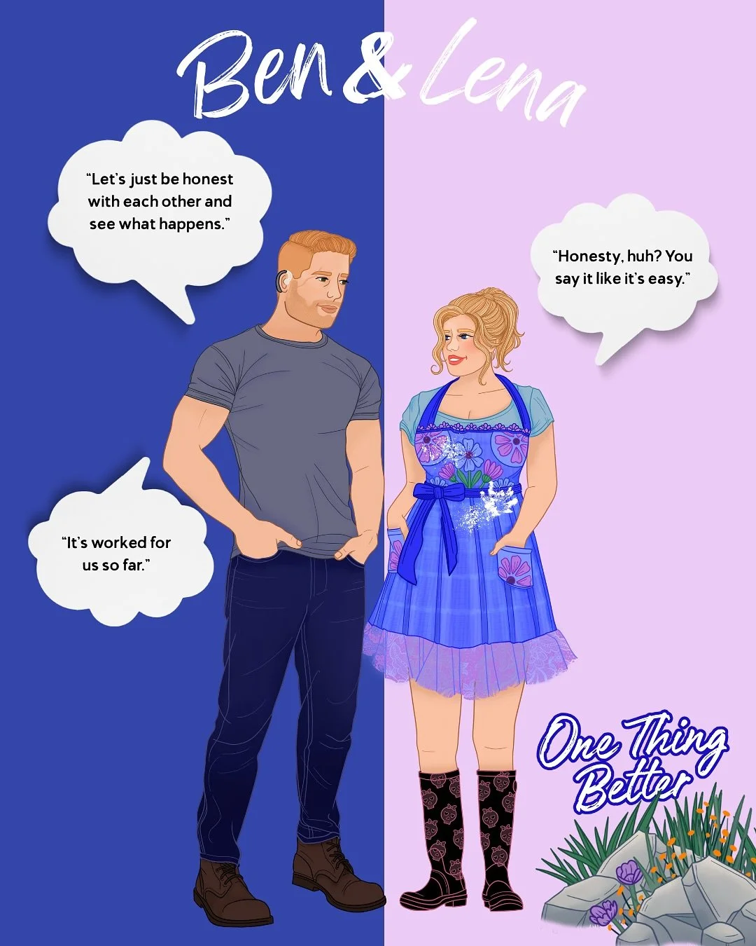 💙 NEW CHARACTER ART! 💜

Meet Ben &amp; Lena! I&rsquo;m so thrilled to bring you this incredible new artwork by @inkandlaurel 

LENA... Ah, she&rsquo;s perfect! Her messy ponytail, her signature rubber boots, &amp; flour-dusted antique apron&mdash;s