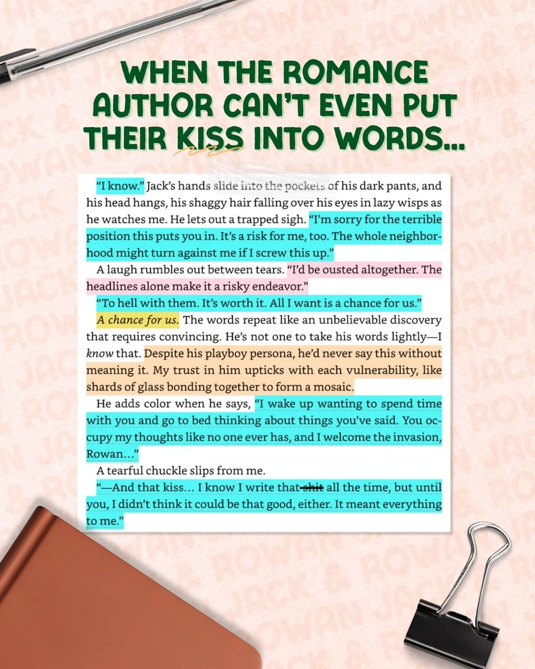 Jack has probably written quite a few first kiss scenes, yet he doesn&rsquo;t know how to describe what it felt to kiss Rowan for the first time💚

📖: Yes No Maybe - Jessica Sherry
Out NOW! 

If these are your vibe:
- Neighbors to Friends to Lovers
