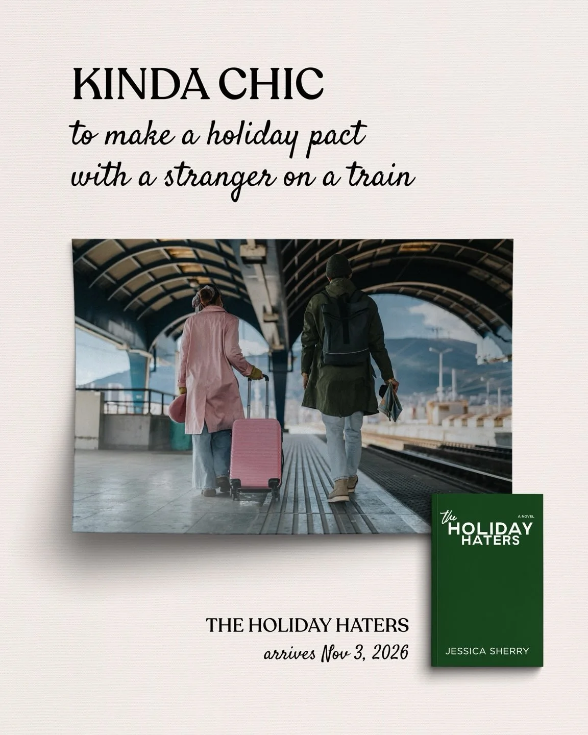 Kinda chic to sign up for an ARC of The Holiday Haters &amp; join me for the COVER REVEAL next week!?! 🤞🏻🎉

🛤️ Strangers on a train
🎄 Holiday Pact
☃️ Snowed In
🛌 One Bed
👩🏻&zwj;💻A Sassy Journalist AND
📚 A Hot Book Whore
🍂 All the festive f