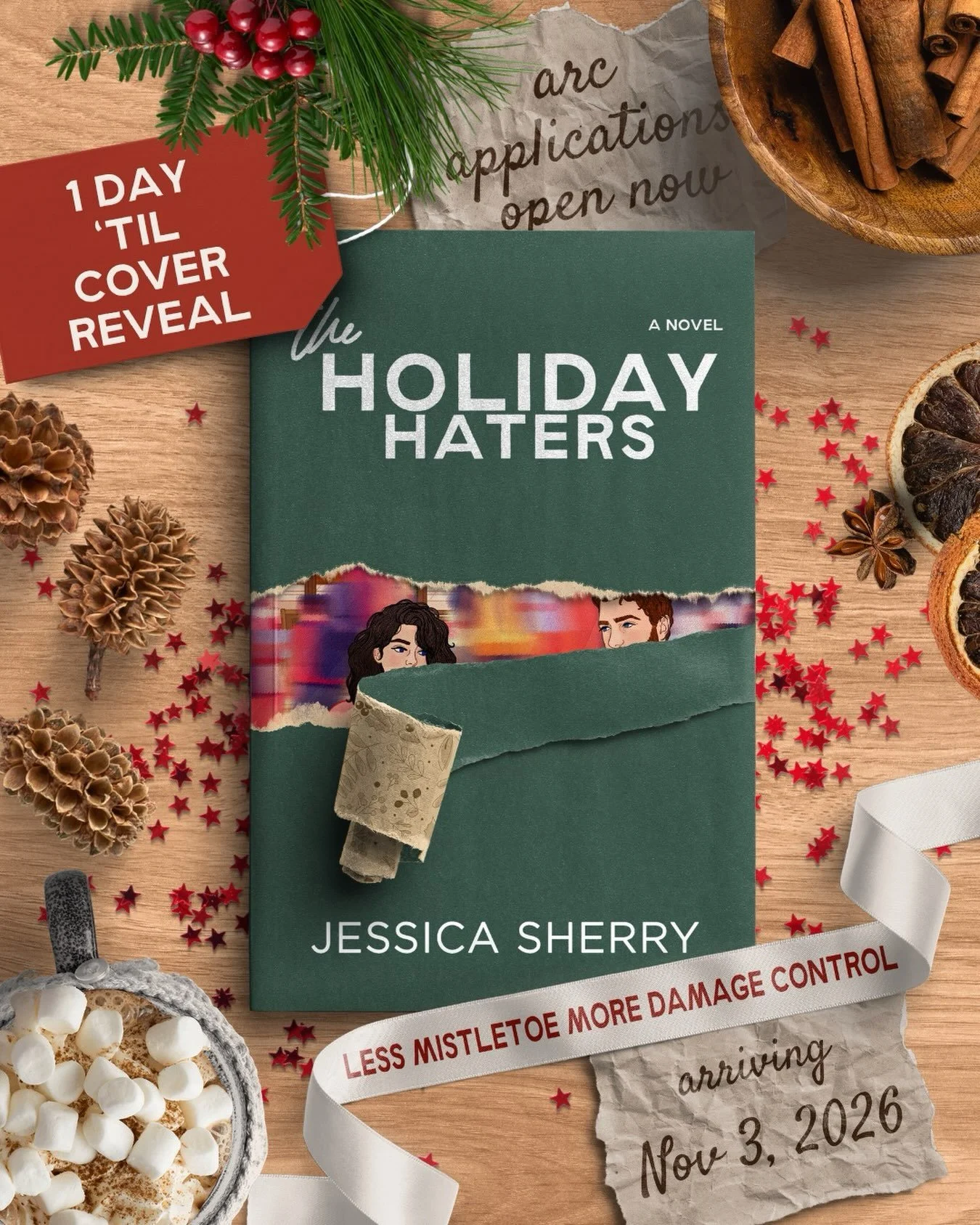 😜 Tomorrow&rsquo;s COVER REVEAL DAY!! 🎉 

SO look for my post around this time tomorrow!! 

Okay, so&hellip; what can I say about the cover for The Holiday Haters? Well&hellip;
👀 It&rsquo;s freaking gorgeous!!
🥰 Cleo &amp; Hardy delight me to no 