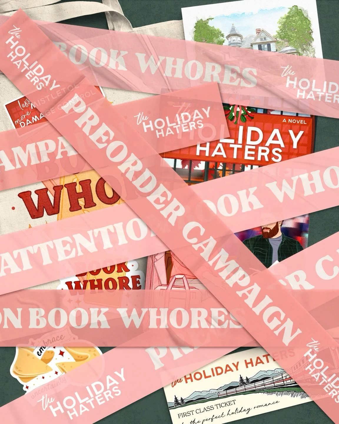 🤩 PREORDER INCENTIVES DROP!! 🤩

The book swag is ALMOST as fun and lovable as the novel! A funny meet-cute leads to a holiday pact in The Holiday Haters, coming to save you from the holiday chaos this November! I can&rsquo;t wait for you to fall in