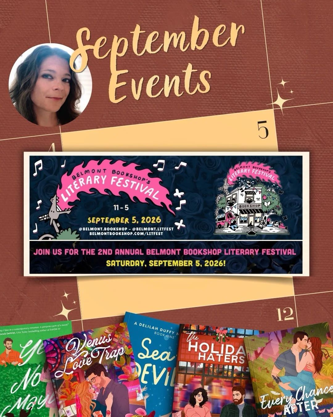 👋 Join me in September! 👋

Book events are baaaacccckkkkkk!! 📚📚📚 And all my weekends are booked 🤣

1 week from today, I&rsquo;ll be hanging out with Charlotte-area readers at @belmont.litfest on September 5th! 

Here&rsquo;s a fun fact&mdash;I 