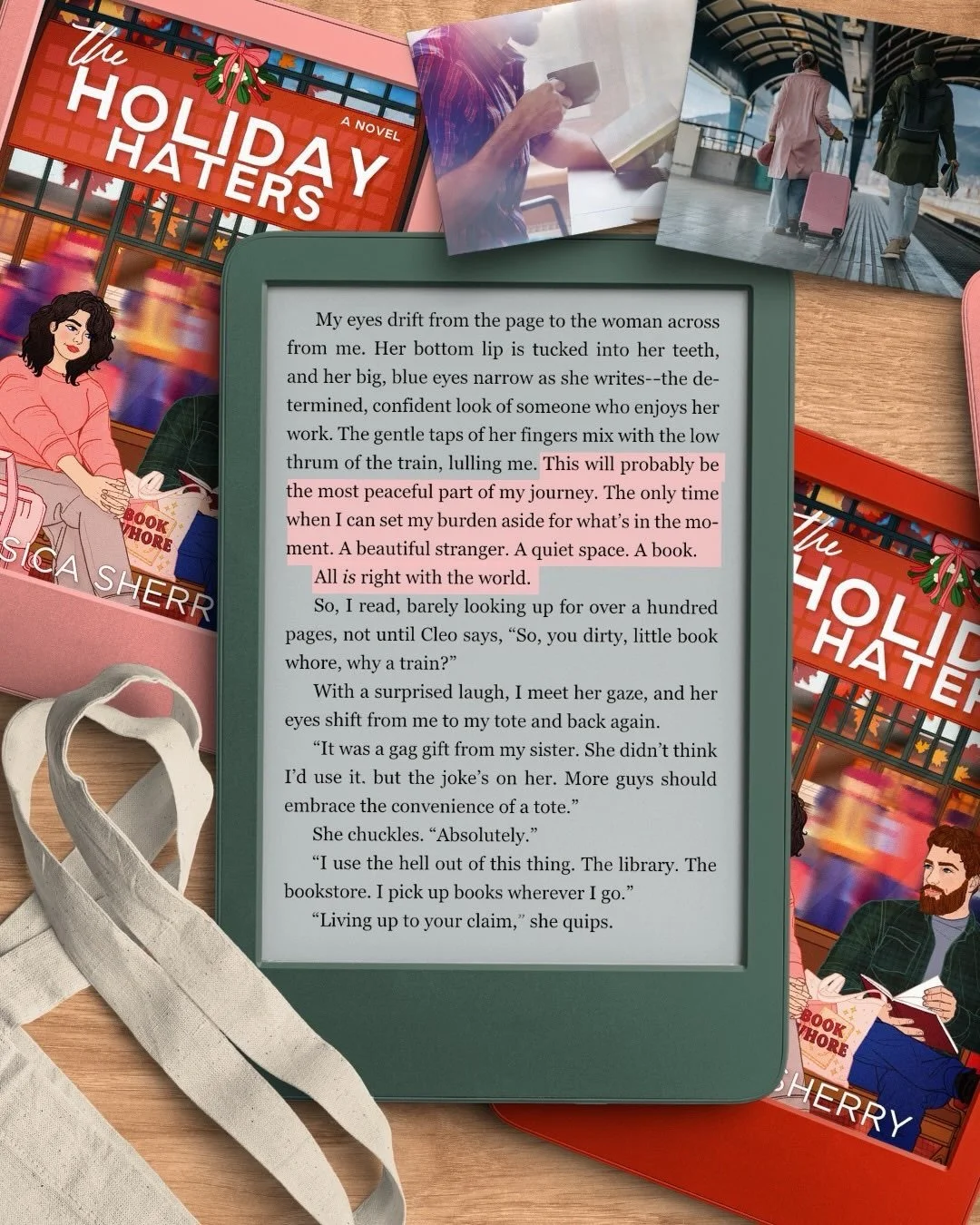 The Holiday Haters sneak peek 👀

Here is a little glimpse into Cleo &amp; Hardy&rsquo;s train ride &amp; an answer to the burning question&mdash;what&rsquo;s up with that tote? 

Gotta love a man who embraces the convenience of a tote! 

🍂 So, what
