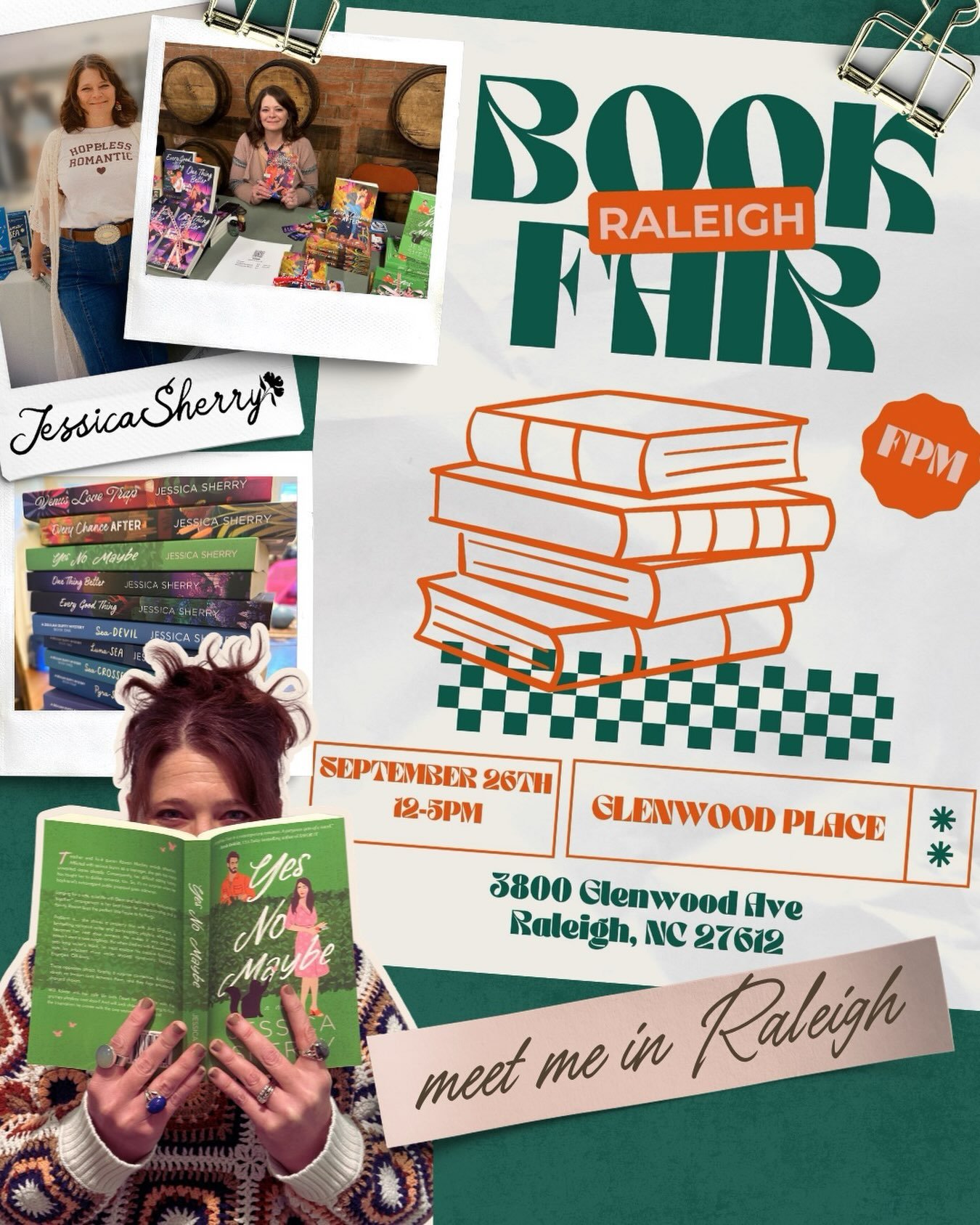 📣 Romance Readers, meet me at the Book Fair!!

🗓️ Saturday, September 26th
⏰ 12 -5 
📍 Glenwood Place, Raleigh, NC
📚 Come out and see me, other amazing local authors, bookish vendors, and bookstores, and fill up your totes and wagons with all the 