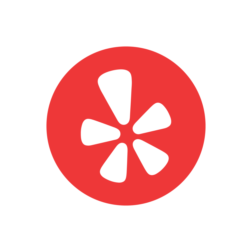 A red circular icon with a white stylized star or flower shape in the center.