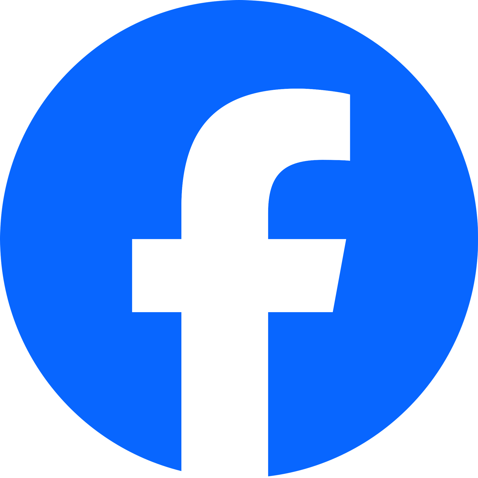 Facebook logo, a blue circle with a white lowercase 'f' in the center.
