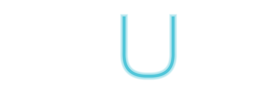 Part of a logo with large blue and black stylized letters spelling 'U'.  The background is white.