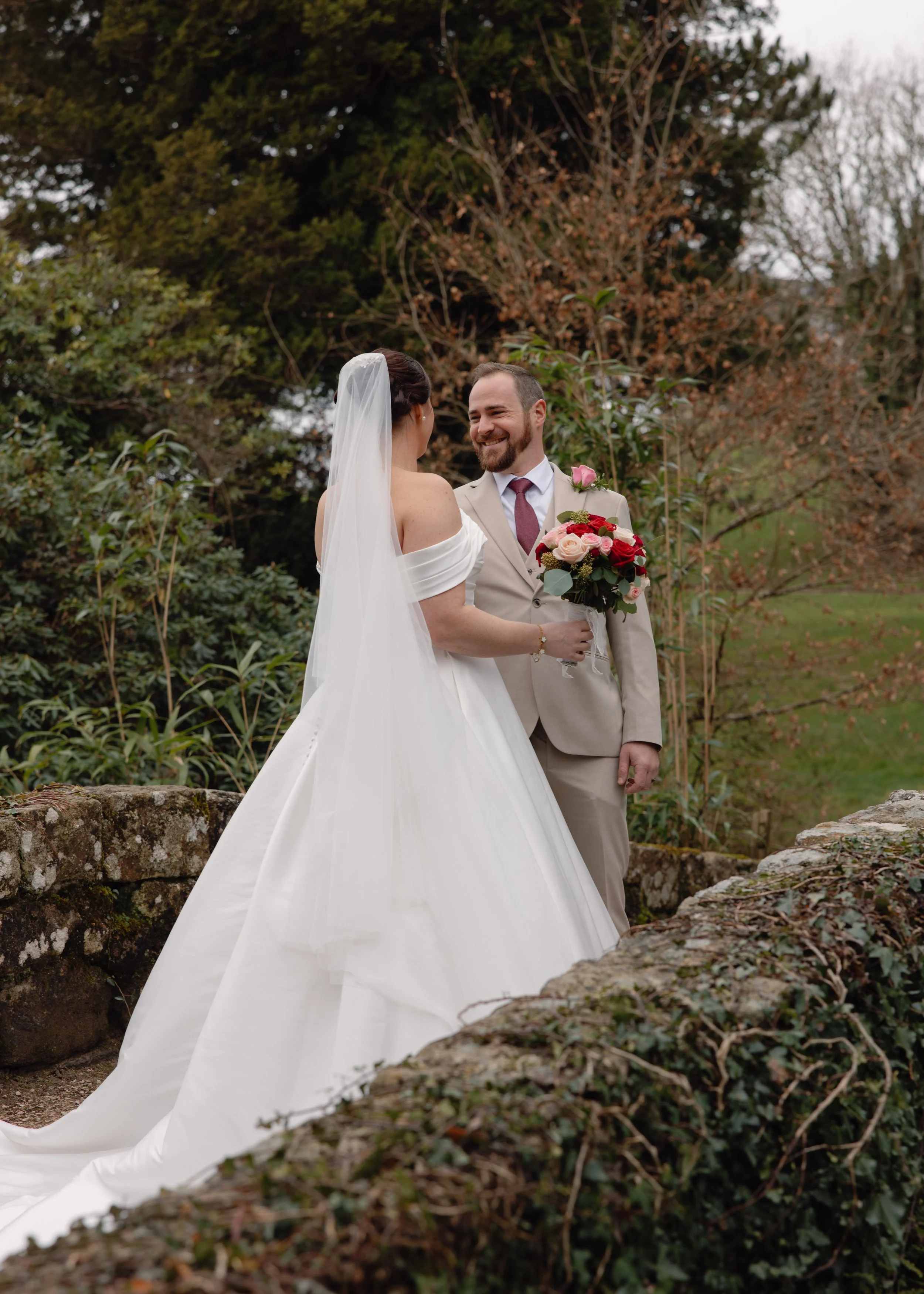 Devon wedding photographer photographs bride and groom at Bovey Castle Dartmoor 