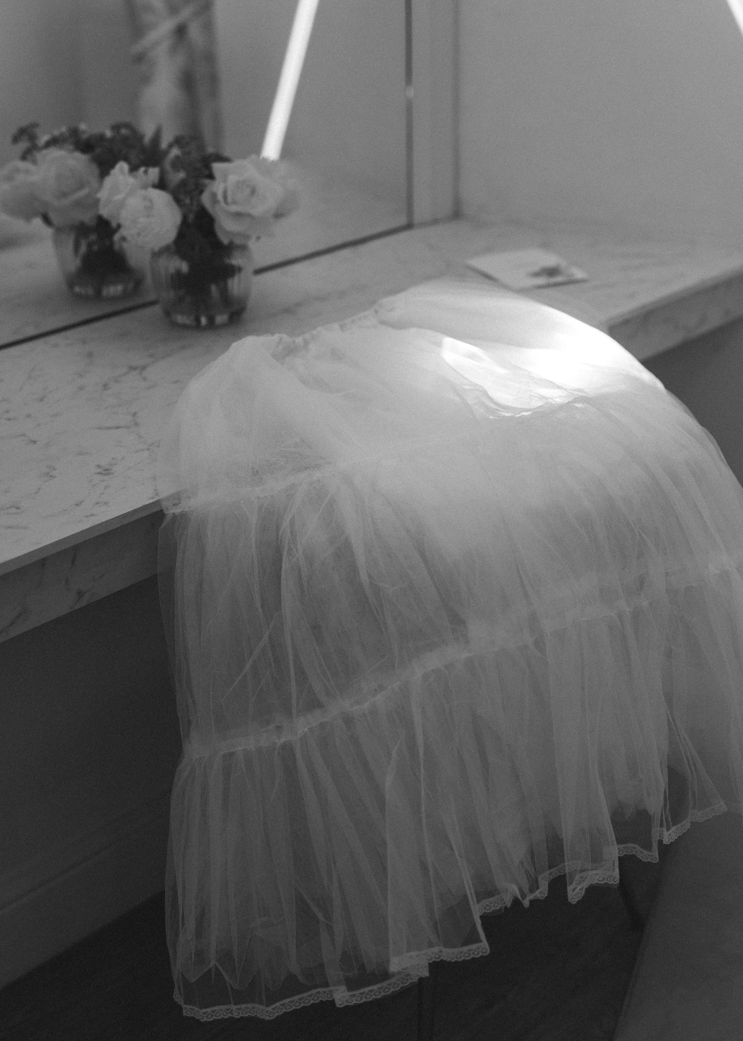 brides dress in dressing room at Crowcombe Court Somerset wedding