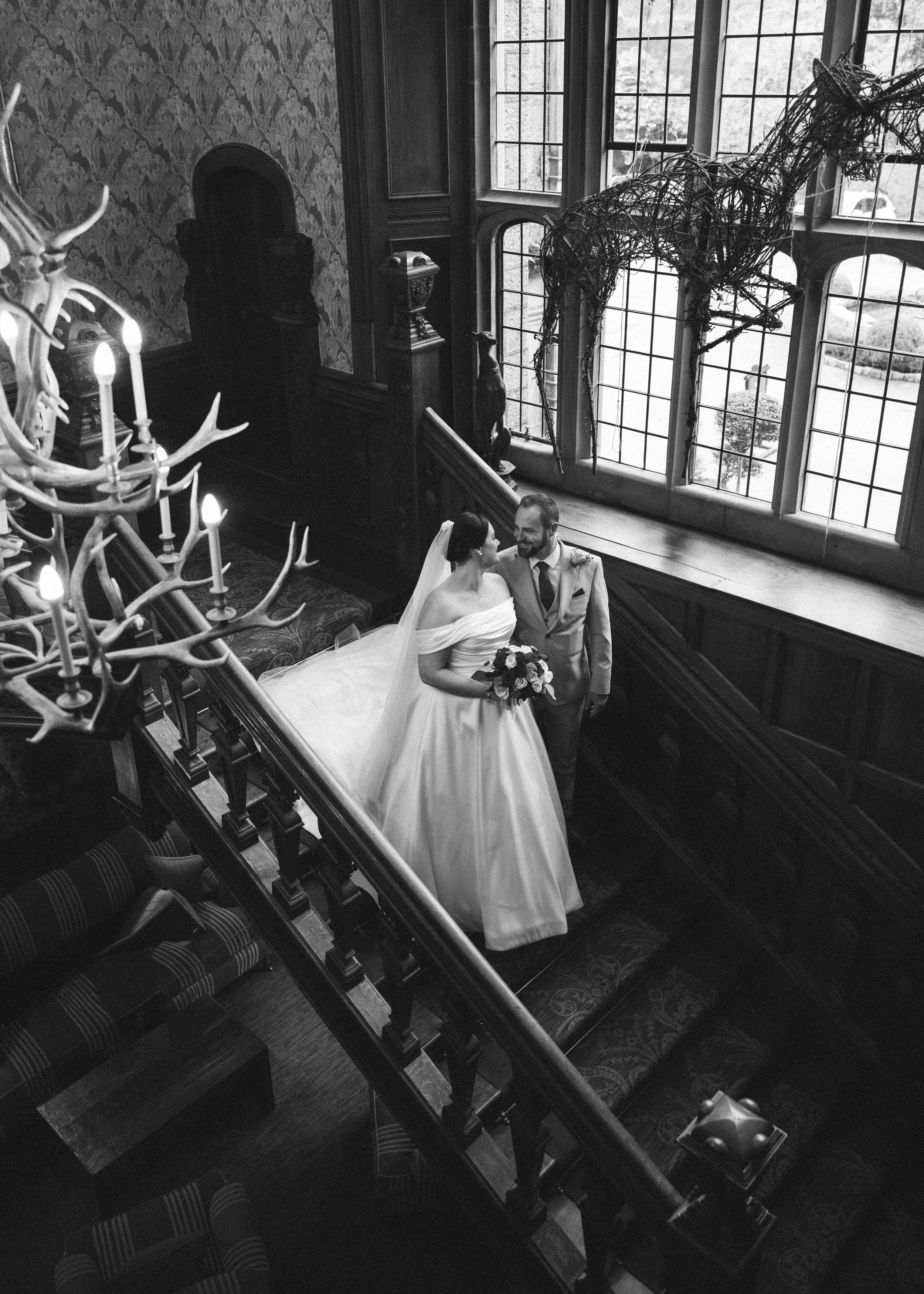 Devon wedding photographer photographs bride and groom at Bovey Castle Dartmoor 