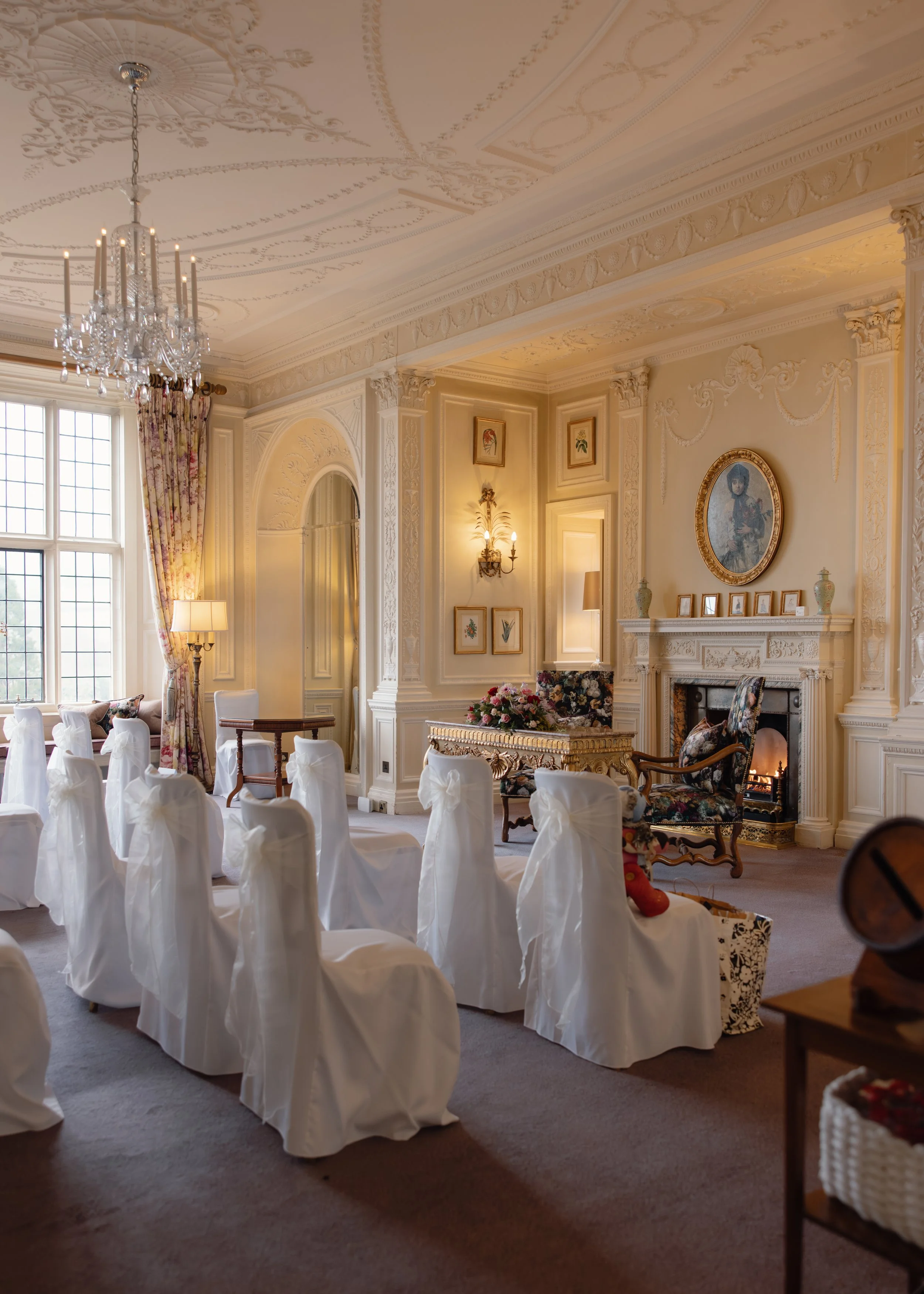 inside Bovey Castle Dartmoor ceremony room devon weddings 