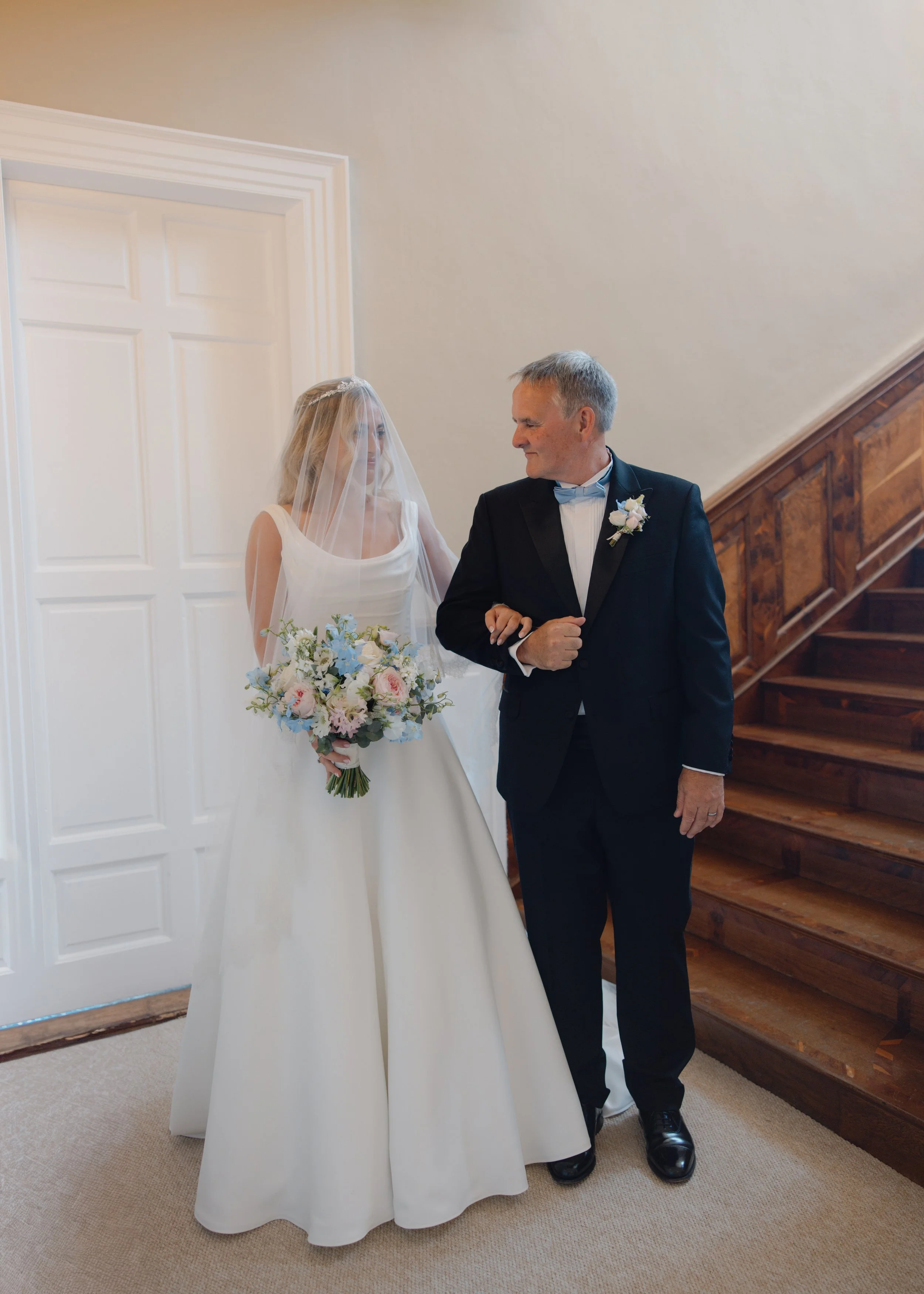Daughter Father Bride First look Devon Somerset Wedding Photography