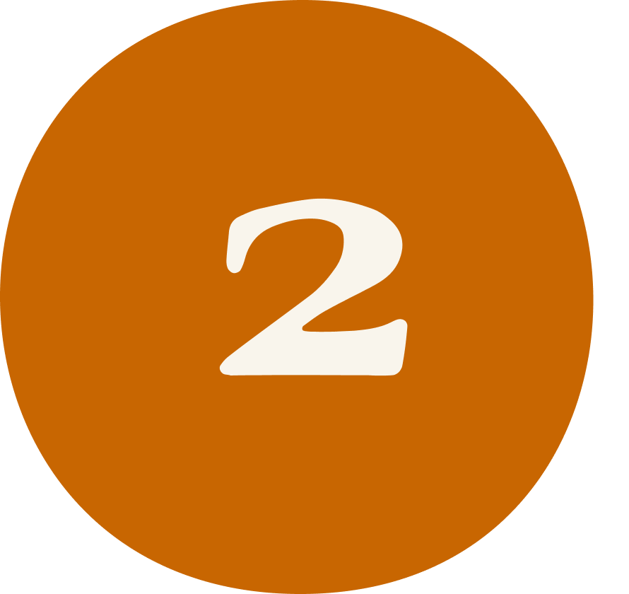 Orange circle with a large white number 2 in the center.