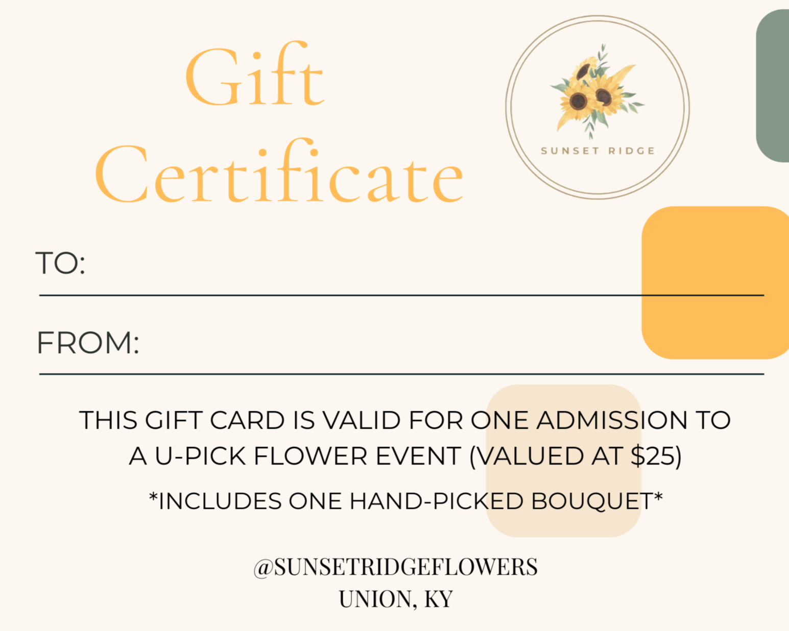 Sunset Ridge Flower Field Gift Card