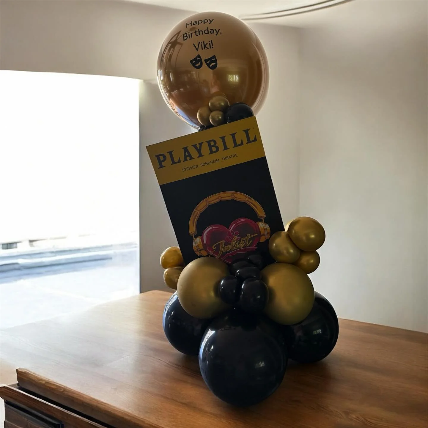 πβ¨ Say it with Balloons! β¨π
Looking for a unique way to celebrate someone special? From birthdays to Broadway fans, we create custom balloon displays that speak louder than words! ππ€
This personalized piece was designed with a Playbill touch an