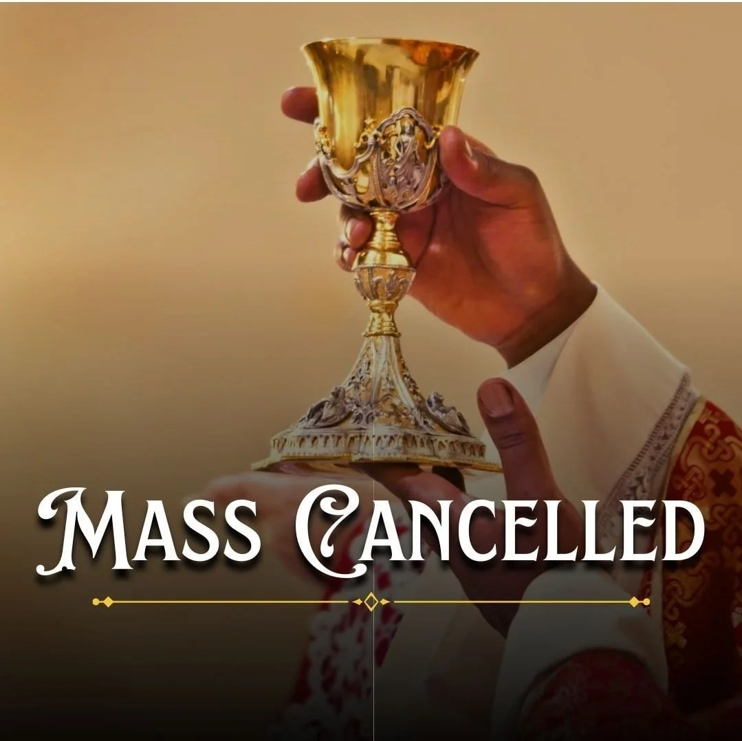 Due to the ongoing snow storm, the 9 AM daily Mass is cancelled tomorrow, 1/26. Daily Mass will resume on Tuesday 1/27.