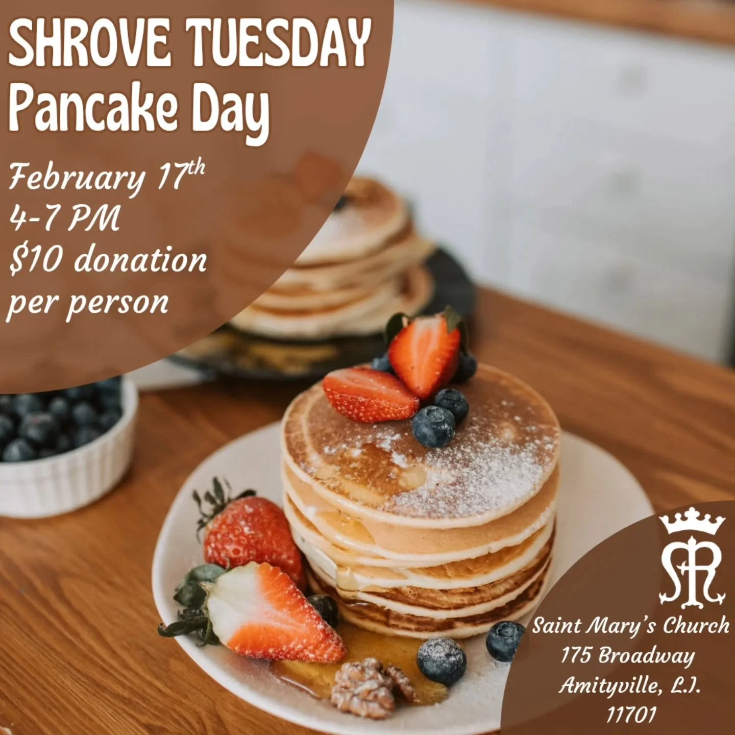 Save the date! We will be having a pancake supper on February 17th from 4-7PM for Shrove Tuesday. 

And don't forget the pancake race! Each winner will receive a small prize. 

$10/pp suggested donation.

Volunteers needed.

#ShroveTuesday #PancakeDa