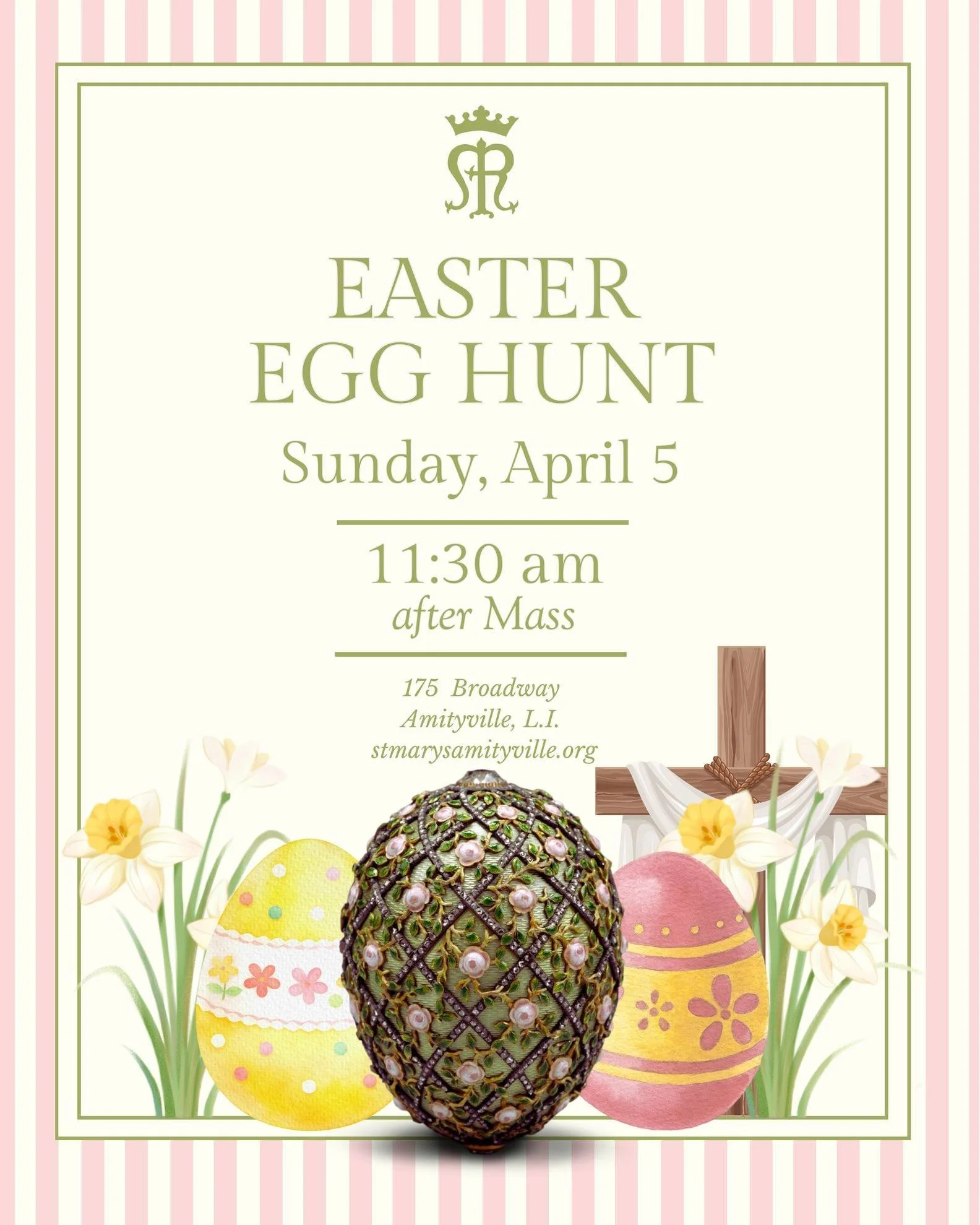 After the 10:00 AM Mass on Easter Sunday all children of the parish are invited to participate in the Easter Egg Hunt in the garden.

There will also be a light breakfast served by our Hospitality Committee.