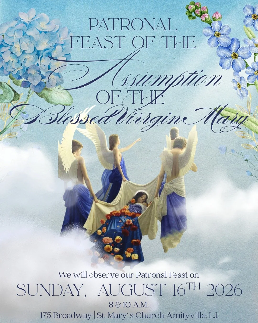 This coming Sunday we will observe our Patronal Feast, the Assumption of the Blessed Virgin Mary.  Please join us at either 8 A.M. (Low Mass) or at 10 A.M. (Sung Mass with Incense).

The Magnificat (The Song of Mary) Luke 1:46-55:

My soul doth magni