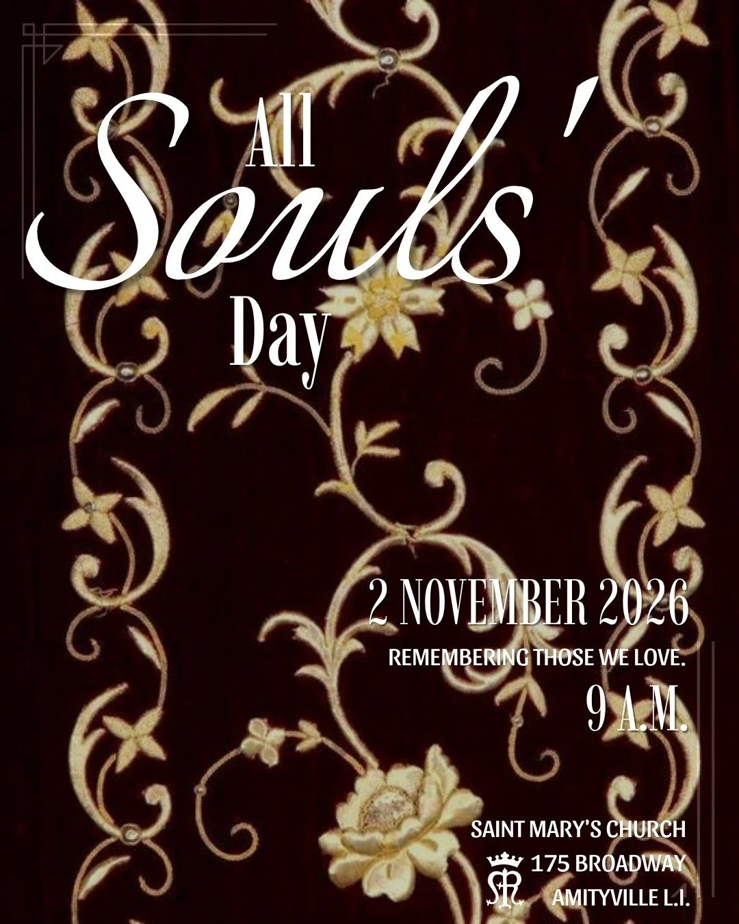 Please join us on Nov. 2nd for All Souls' Day as we remember and pray for the repose of all the faithful departed who have gone on before us.

We will celebrate their memory with a Holy Eucharist in our St. Michael chapel downstairs at 9 A.M.

#AllSo