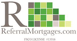 ReferralMortgages.com logo with stylized green squares forming an arrow pointing downward
