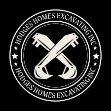Hodges Homes Excavating logo with crossed shovels and circular text