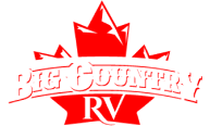 Logo for Red County RV with a red crown and banner.