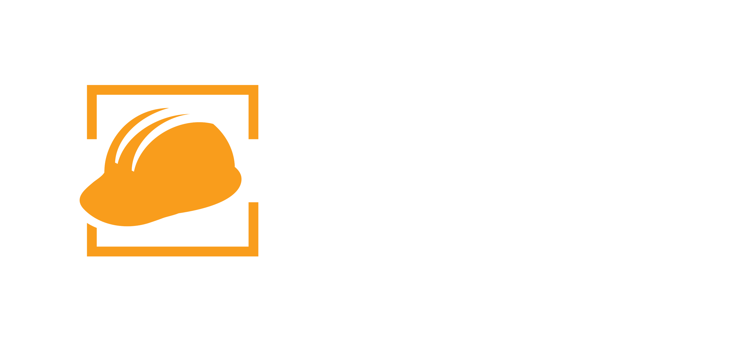 Logo with a stylized orange hard hat inside a black square outline, next to the white letters 'MBC' on a black background.