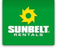 Sunbelt Rentals logo with a yellow sun and green background