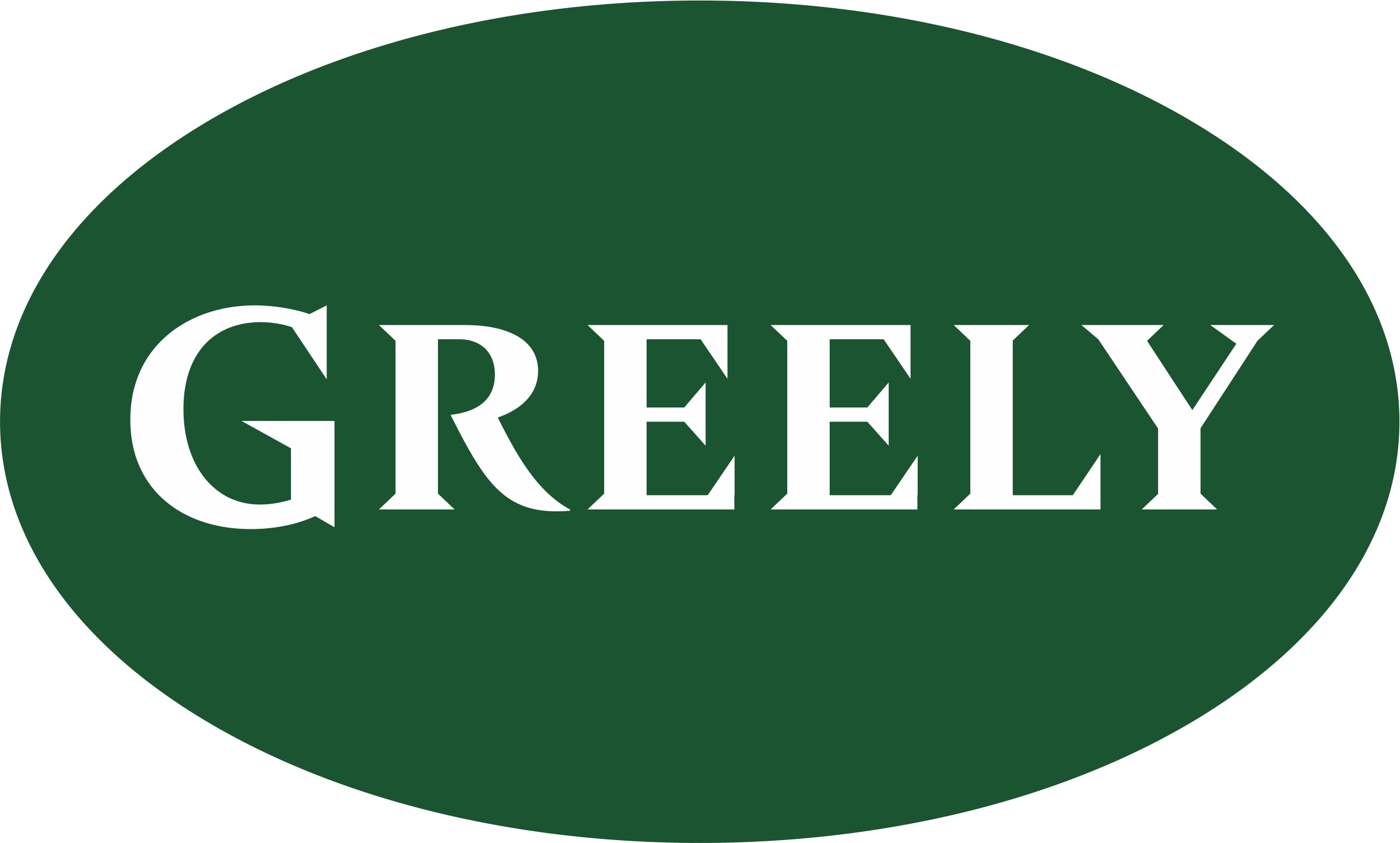 Green oval-shaped logo with the word 'GREELEY' written in white uppercase letters.