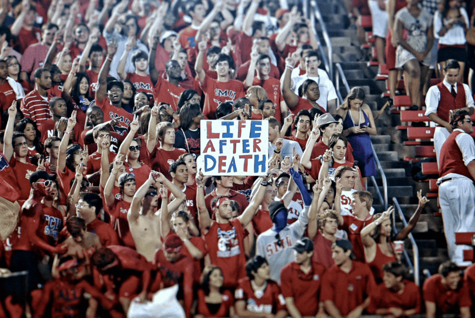 Graphical treatment of photo featured in ‘Thunder On: Resurgence of the SMU Mustangs’ documentary.