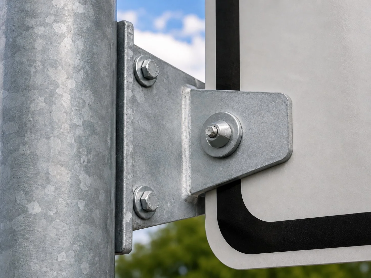 Breakaway shear nut installed on a sign for permanent tamper-resistant security