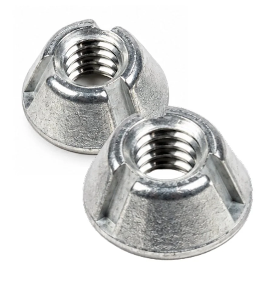 Two #10-24 Zamak 5 Tri-Groove tamper-resistant security nut