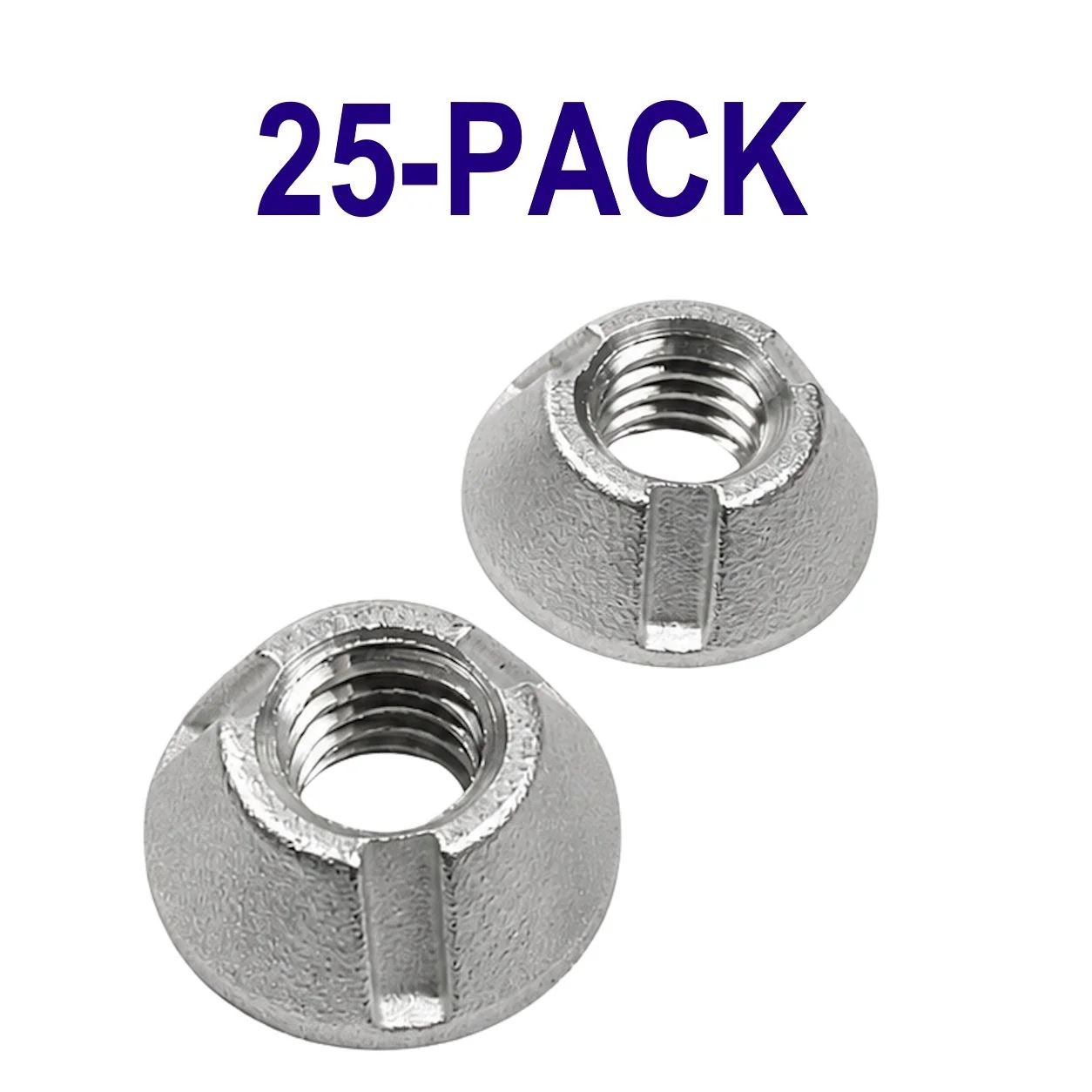 Twenty-five 1/4-20 316 stainless steel Tri-Groove tamper-resistant security nut