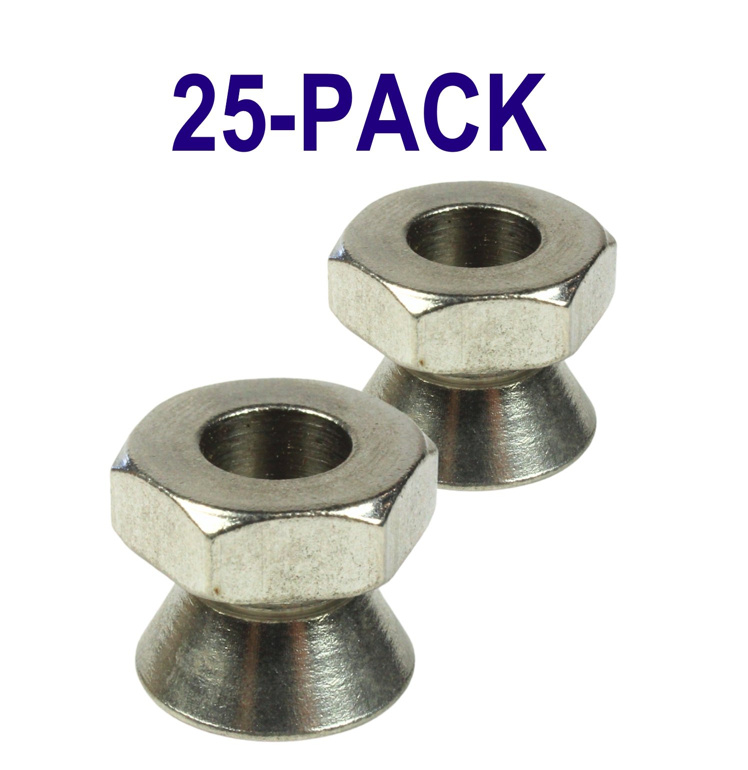 Twenty-five 5/16-18 304 stainless steel breakaway shear nuts for permanent tamper-resistant installation