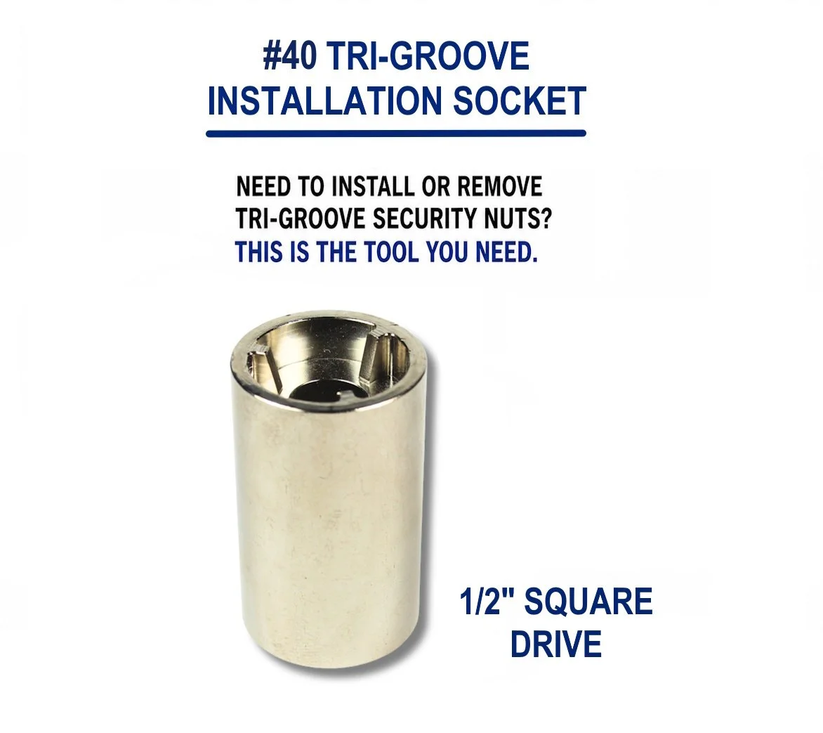 #40 deep-well Tri-Groove installation socket for tamper-resistant security nuts with 1/2" drive