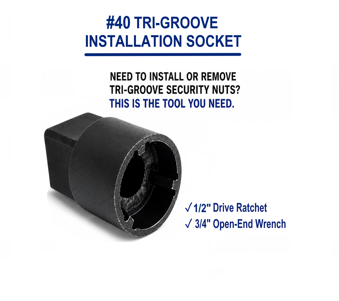 #40 Tri-Groove installation socket for tamper-resistant security nuts with 1/2" drive