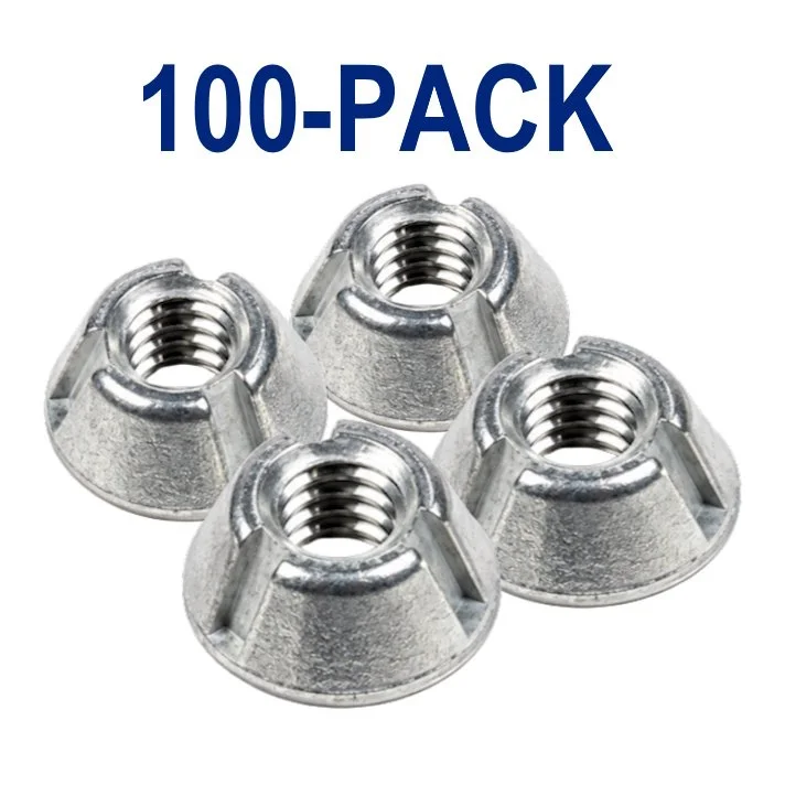 One hundred #10-24 Zamak 5 Tri-Groove tamper-resistant security nut