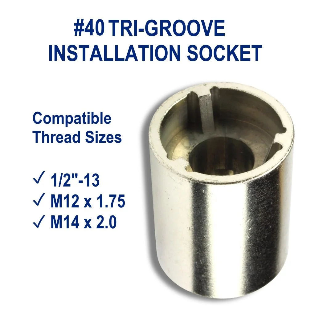 #40 chrome Tri-Groove socket for 1/2-13, M12, and M14 security nuts