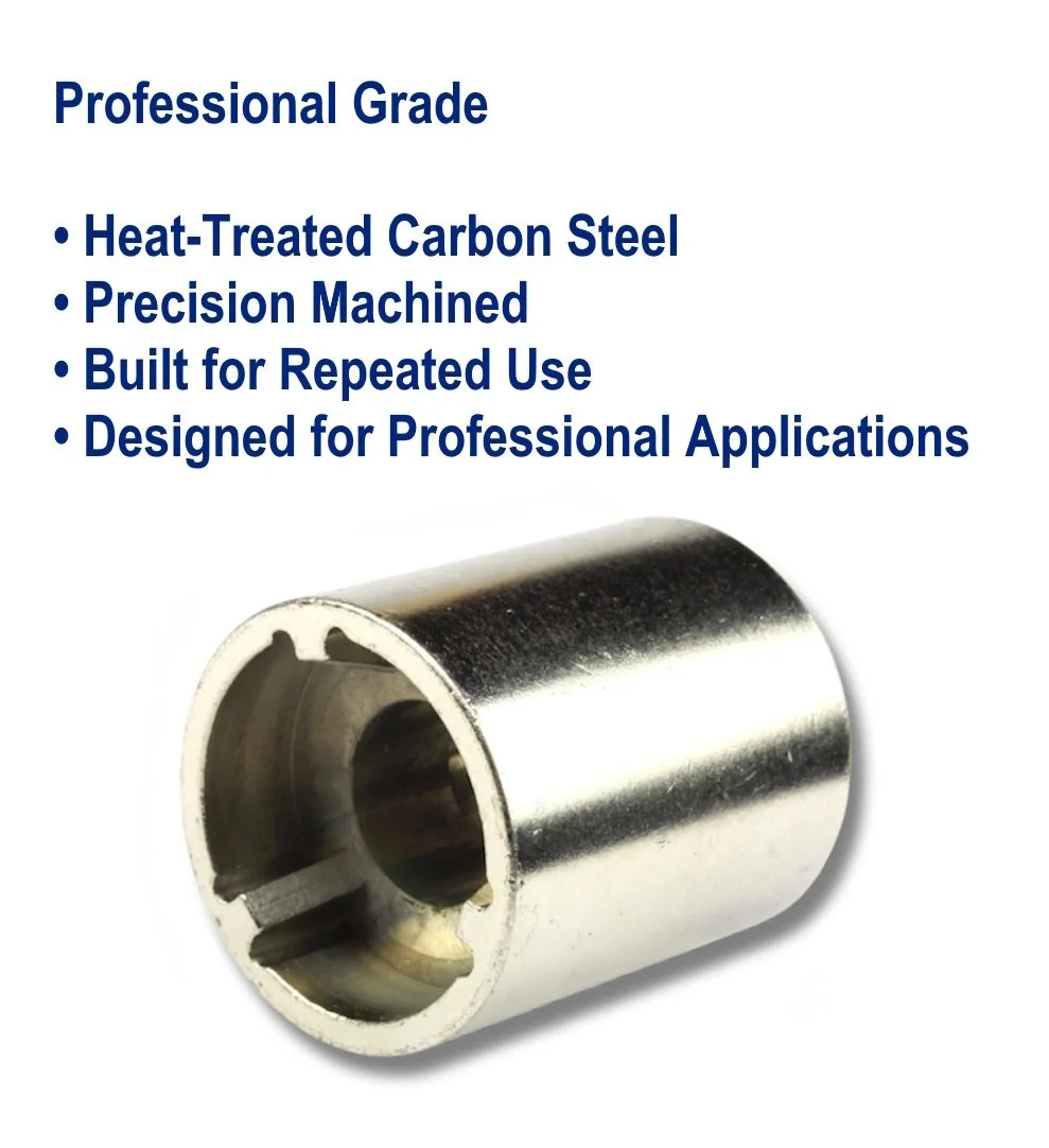 Professional-grade #40 chrome-plated Tri-Groove installation socket