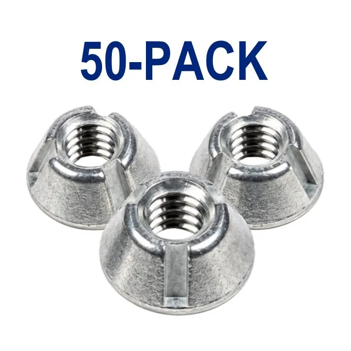 Fifty #10-24 Zamak 5 Tri-Groove tamper-resistant security nut