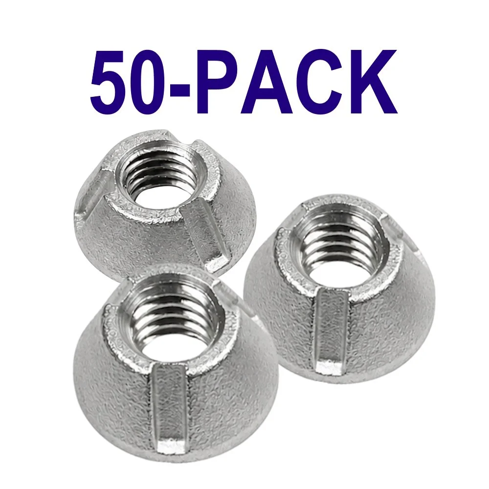Fifty 3/8-16 304 stainless steel Tri-Groove tamper-resistant security nuts
