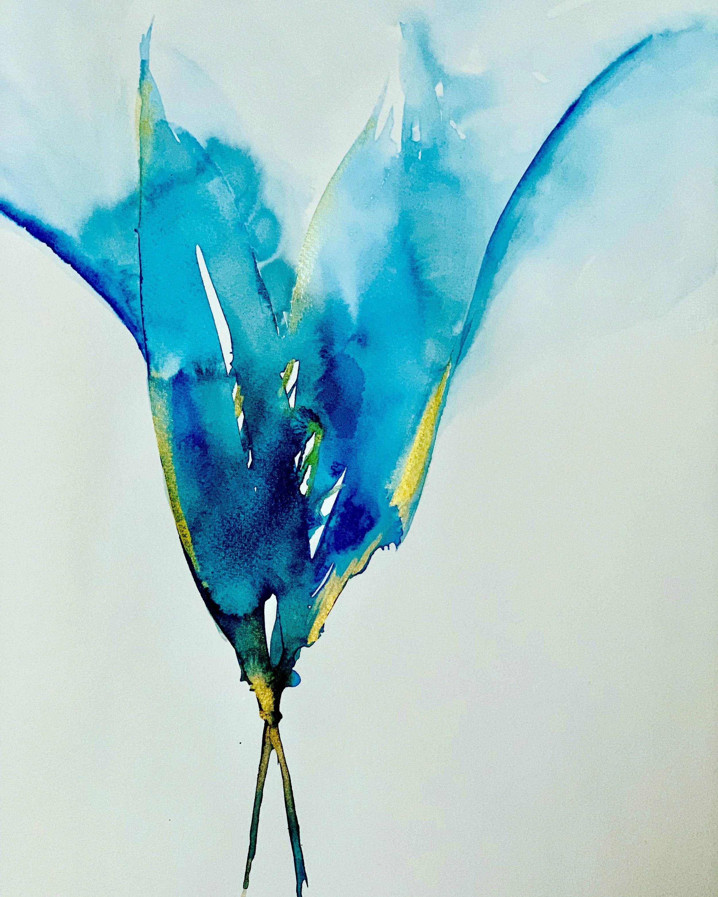 Bild einer blauen Blume auf Aquarell Papier